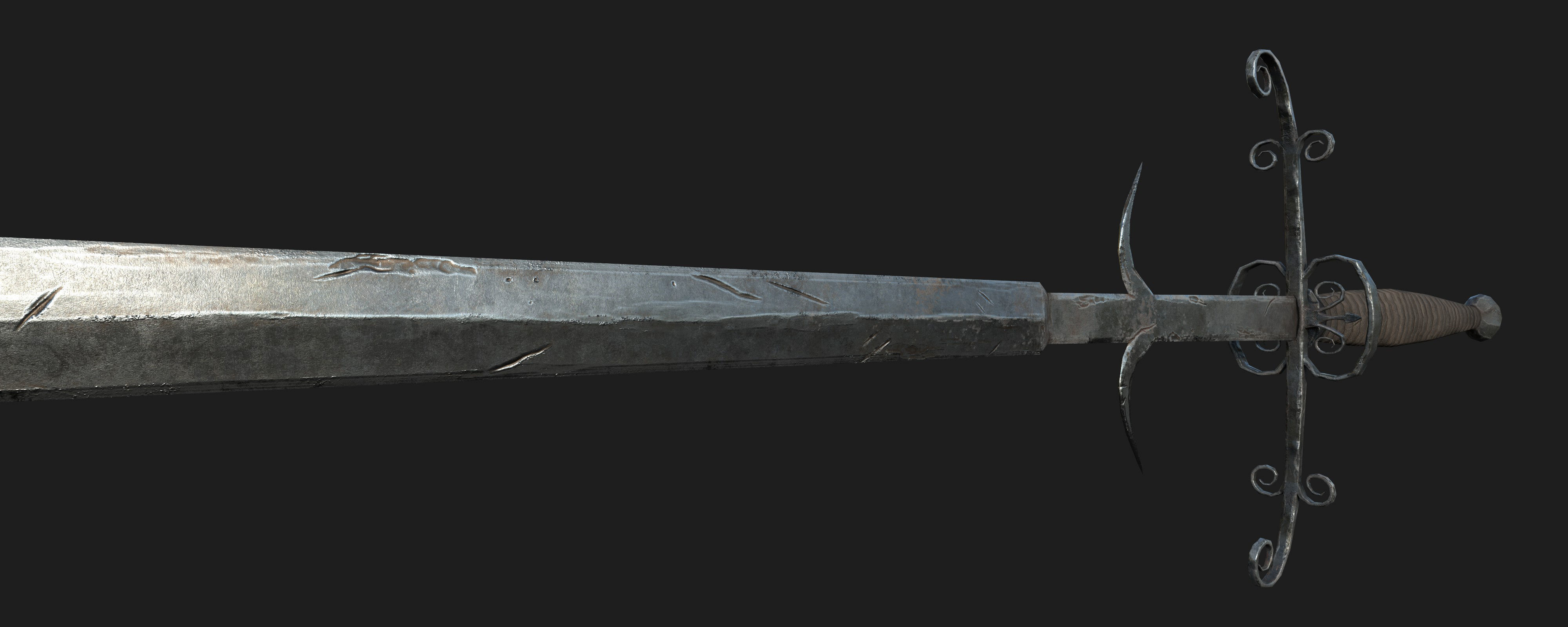 Bastard Sword Low-poly 3D model_2