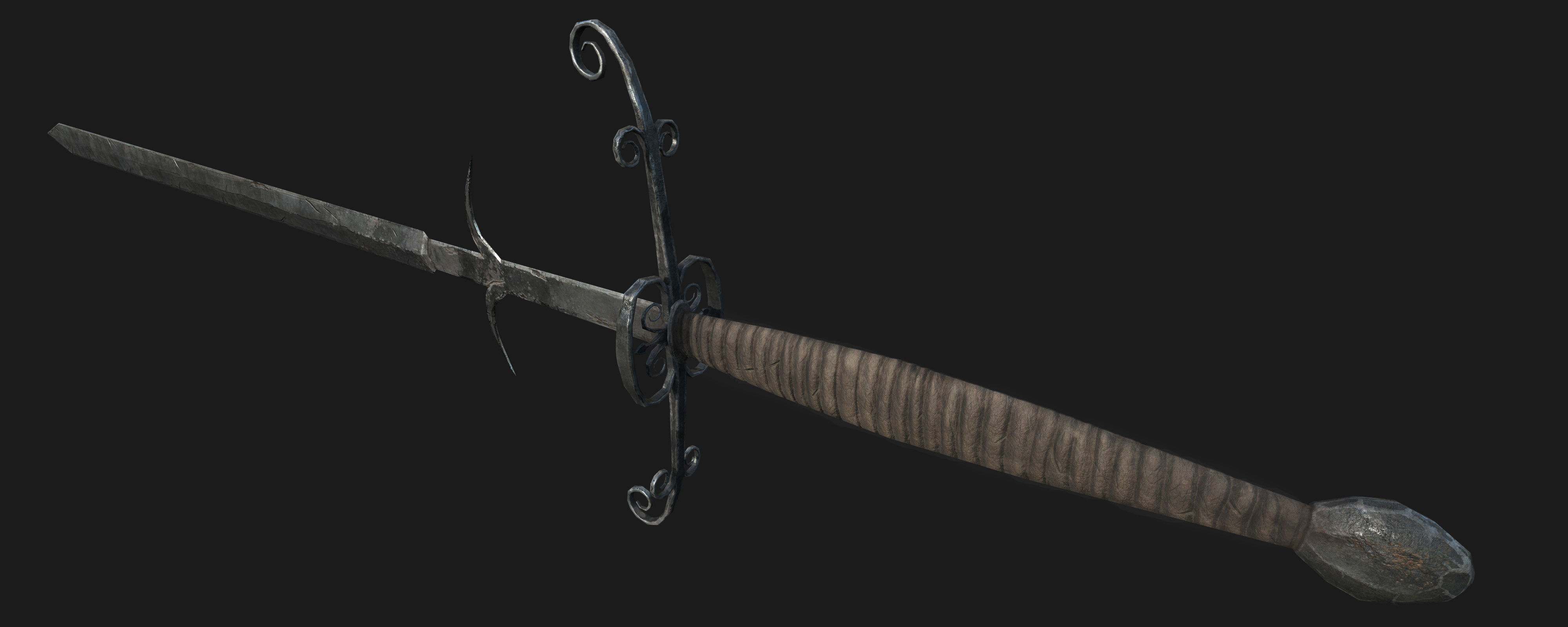 Bastard Sword Low-poly 3D model_3