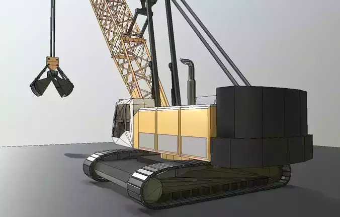 Construction Vehicle Cable Crane Low Poly and Rigged Low-poly 3D model