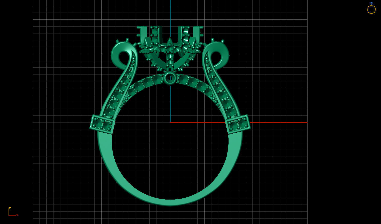 CROWN ENGAGEMENT DIAMOND RING 3D print model_11