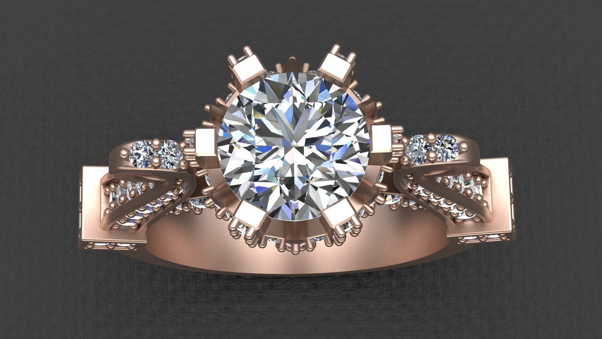 CROWN ENGAGEMENT DIAMOND RING 3D print model_3