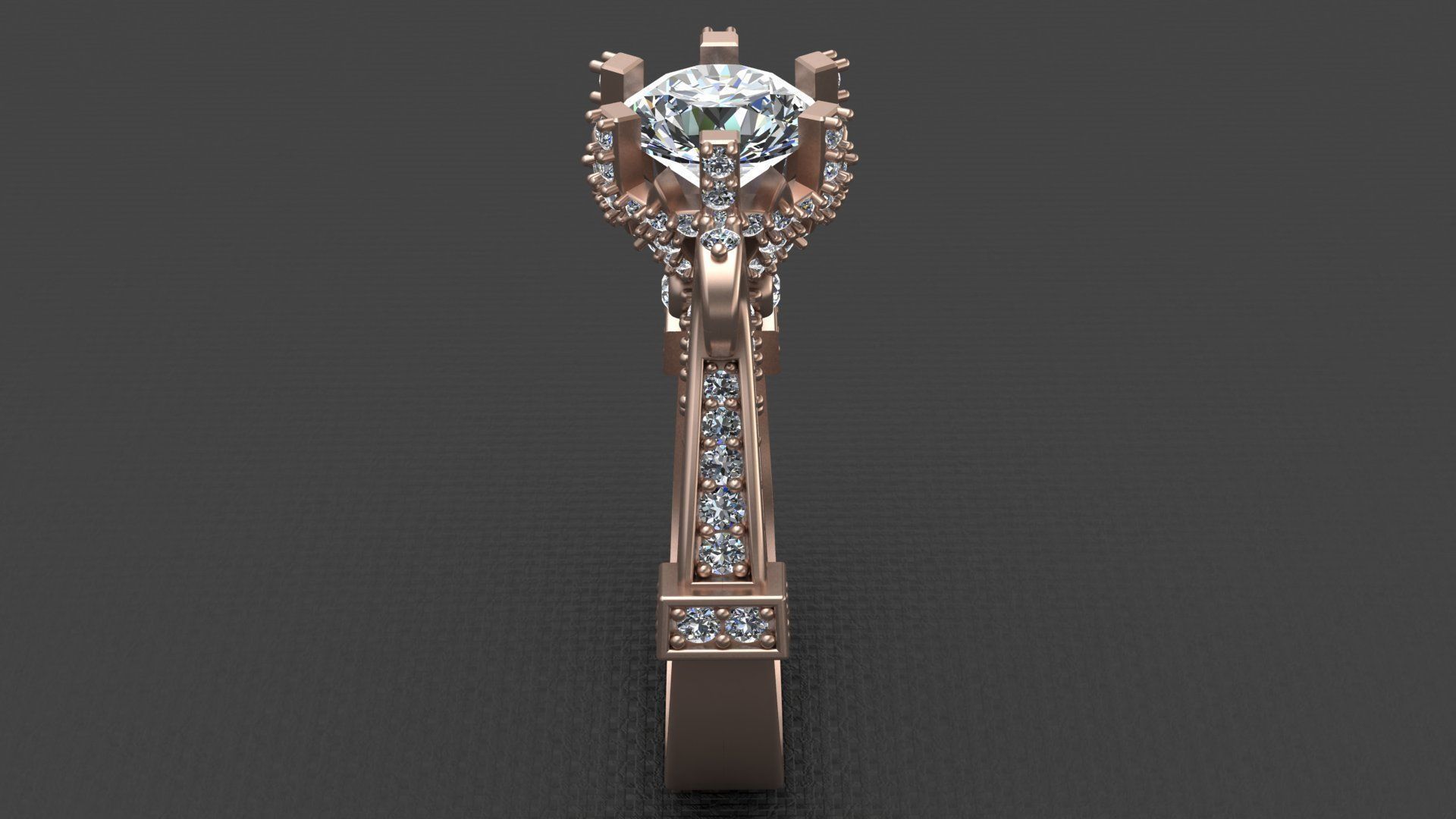 CROWN ENGAGEMENT DIAMOND RING 3D print model_4