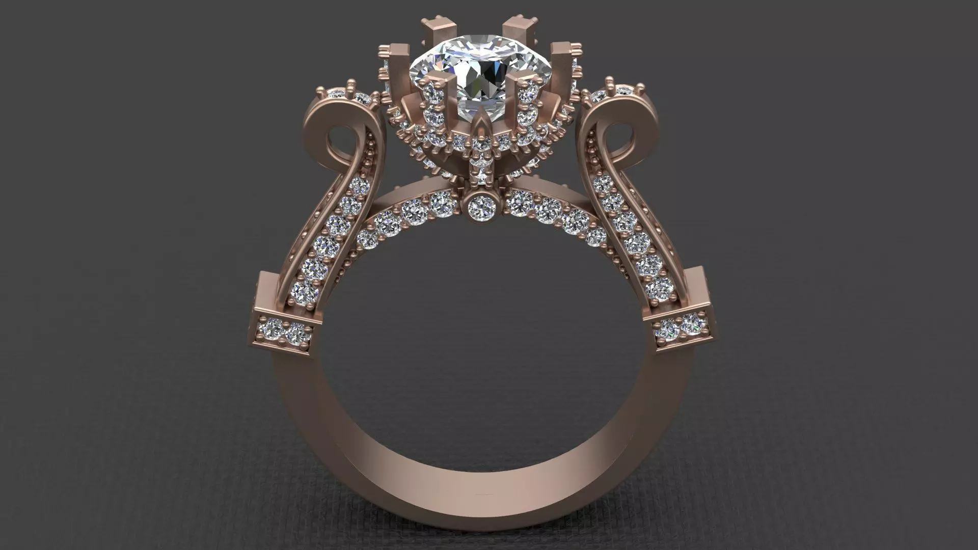 CROWN ENGAGEMENT DIAMOND RING 3D print model_0