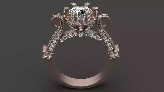 CROWN ENGAGEMENT DIAMOND RING 3D print model