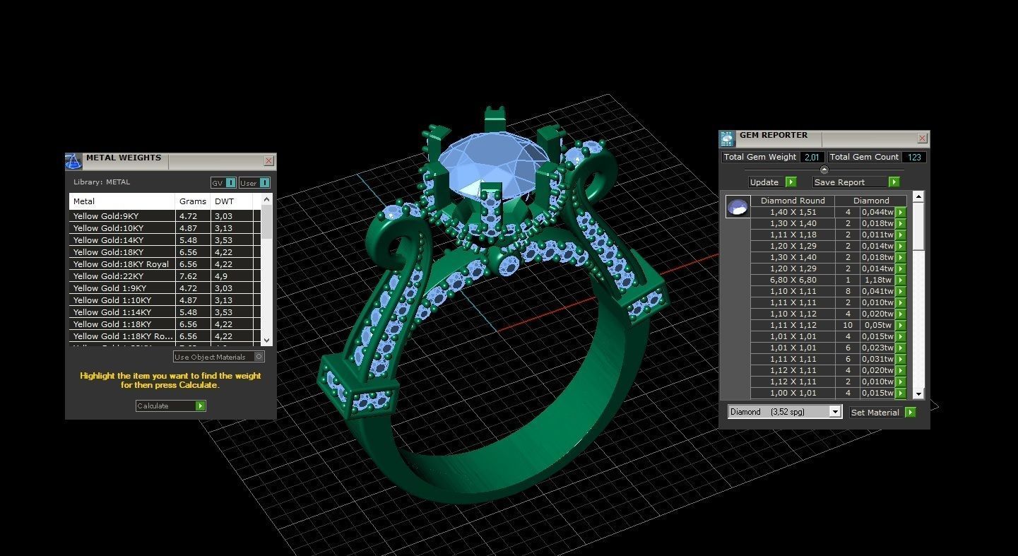 CROWN ENGAGEMENT DIAMOND RING 3D print model_9