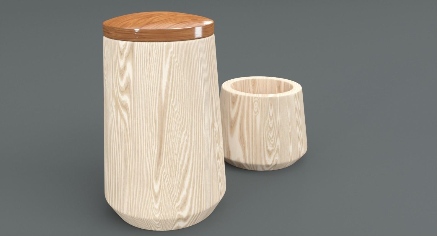 Wooden Bath Accessories Low-poly 3D model_2