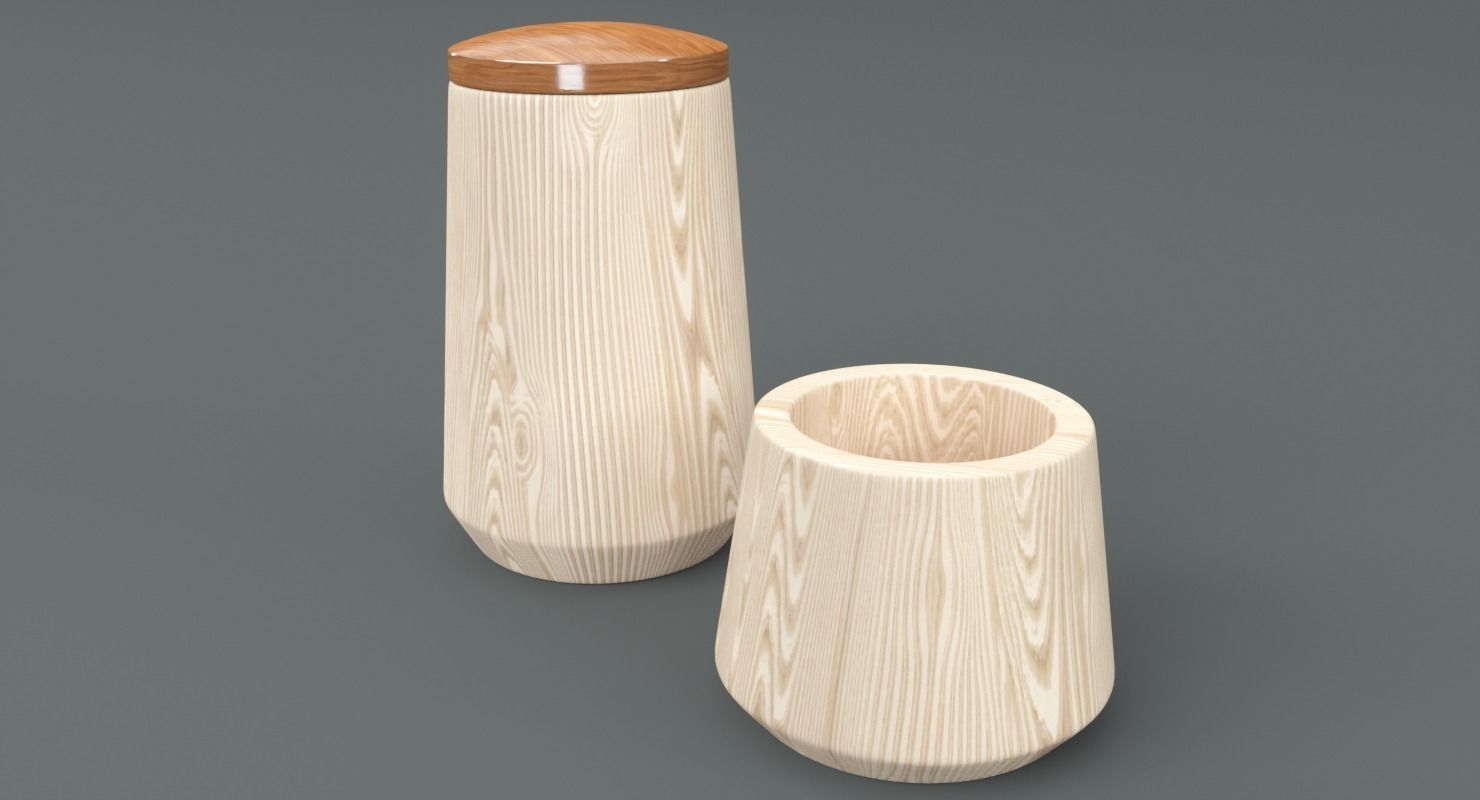 Wooden Bath Accessories Low-poly 3D model_4