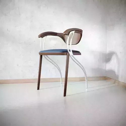 Contemporary Wooden Glass Chair  Low-poly 3D model