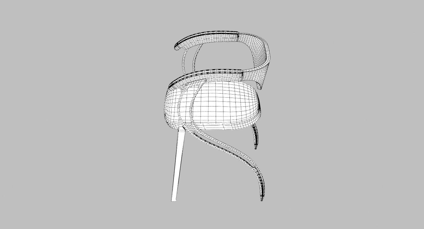 Contemporary Wooden Glass Chair  Low-poly 3D model_8