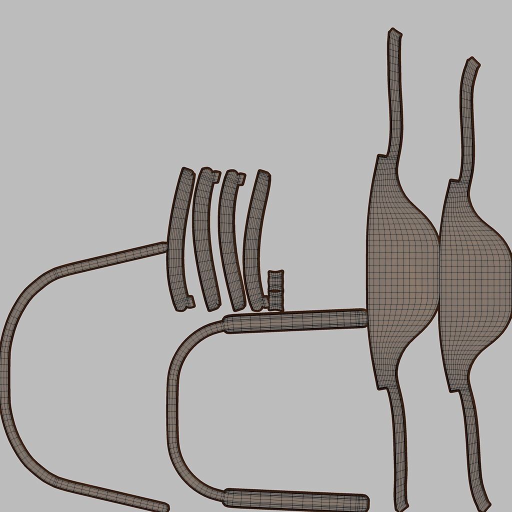 Contemporary Wooden Glass Chair  Low-poly 3D model_12