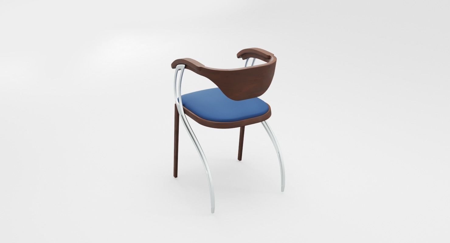Contemporary Wooden Glass Chair  Low-poly 3D model_6