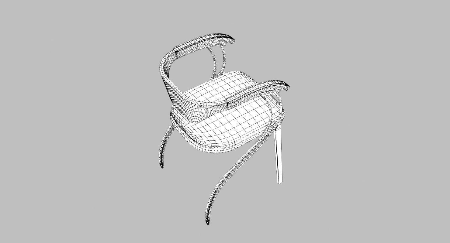 Contemporary Wooden Glass Chair  Low-poly 3D model_11