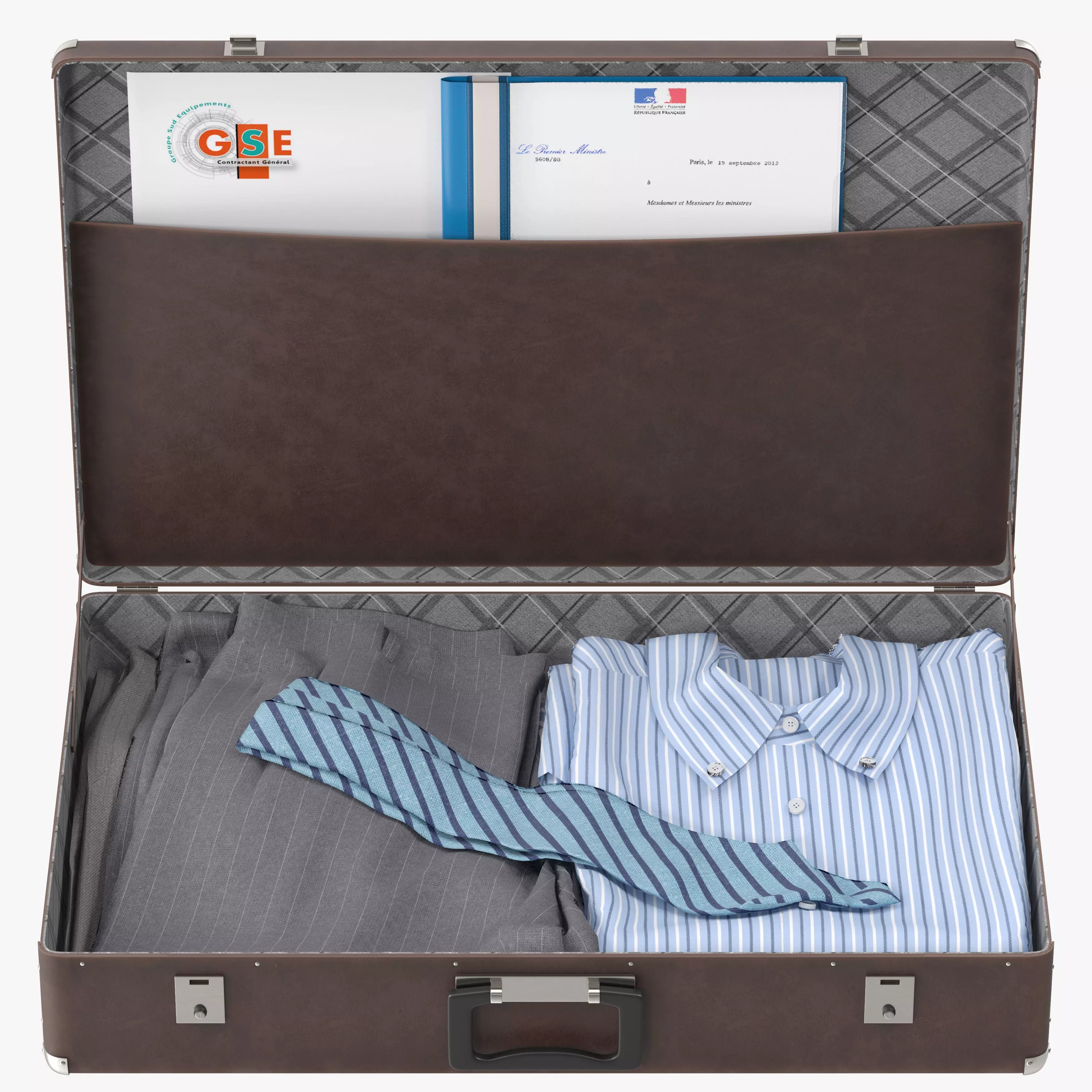 Suitcase with Clothes 3D model_0