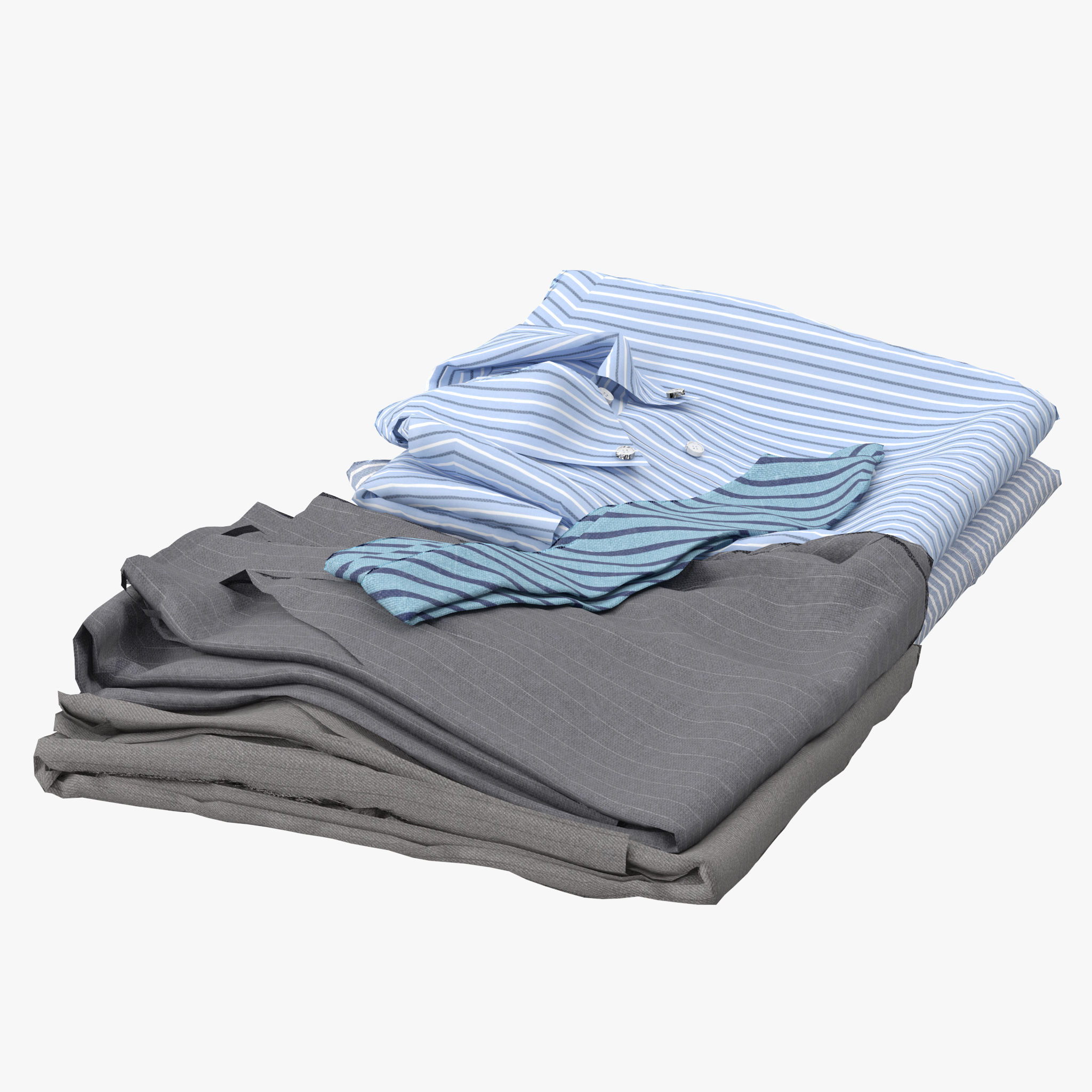 Suitcase with Clothes 3D model_16