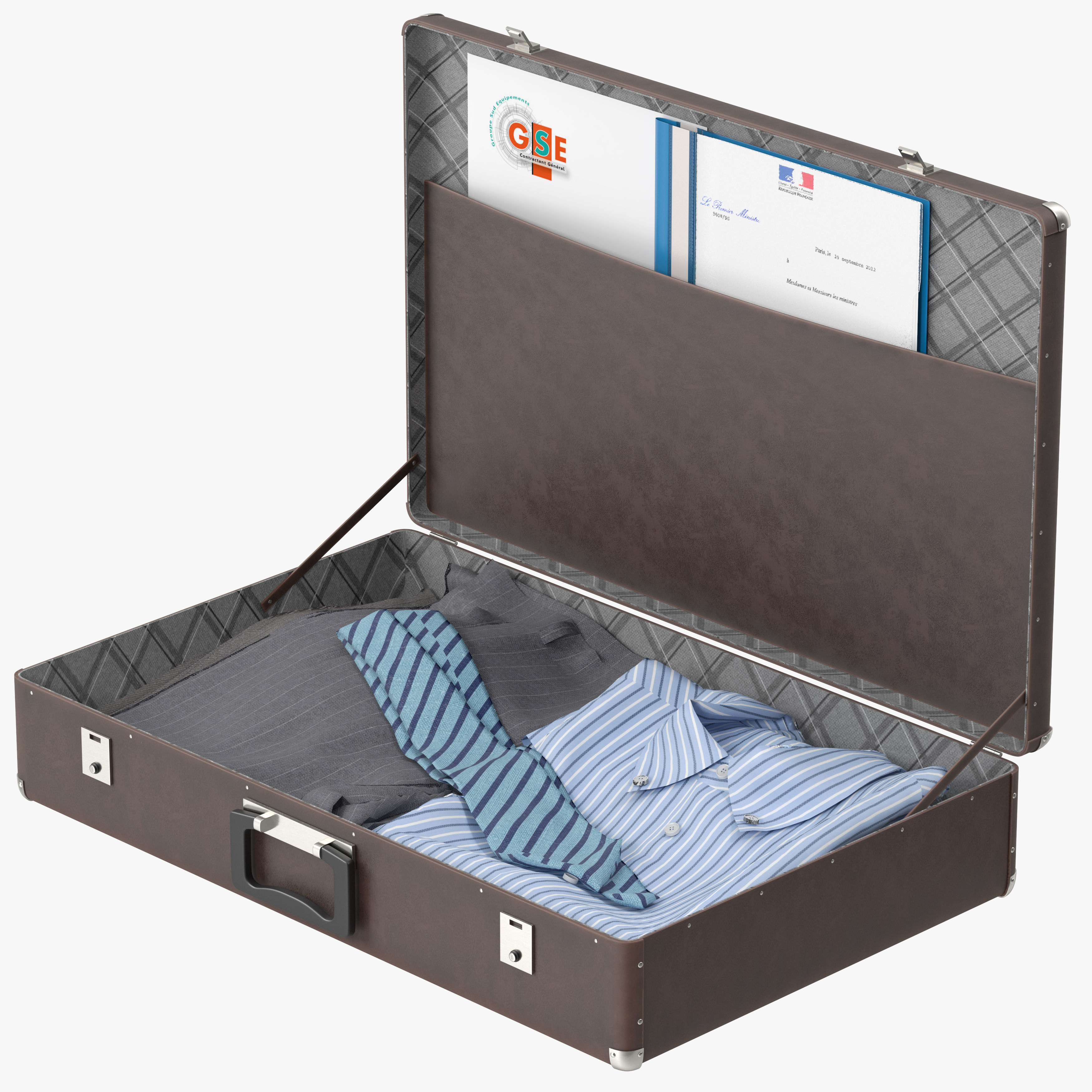 Suitcase with Clothes 3D model_4