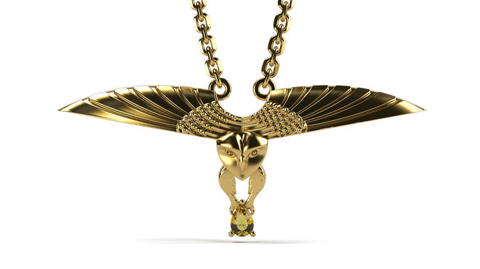 OWL GOLD Pendant 3D print model