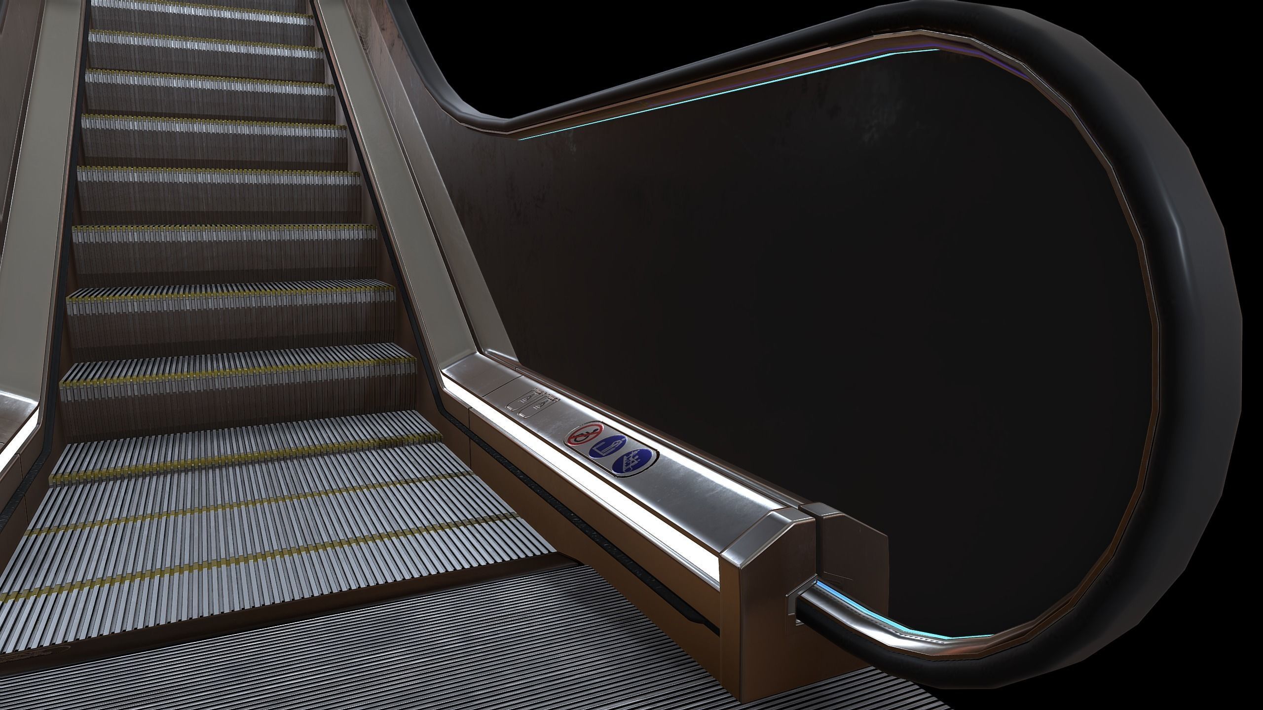 Escalator Low-poly 3D model_9