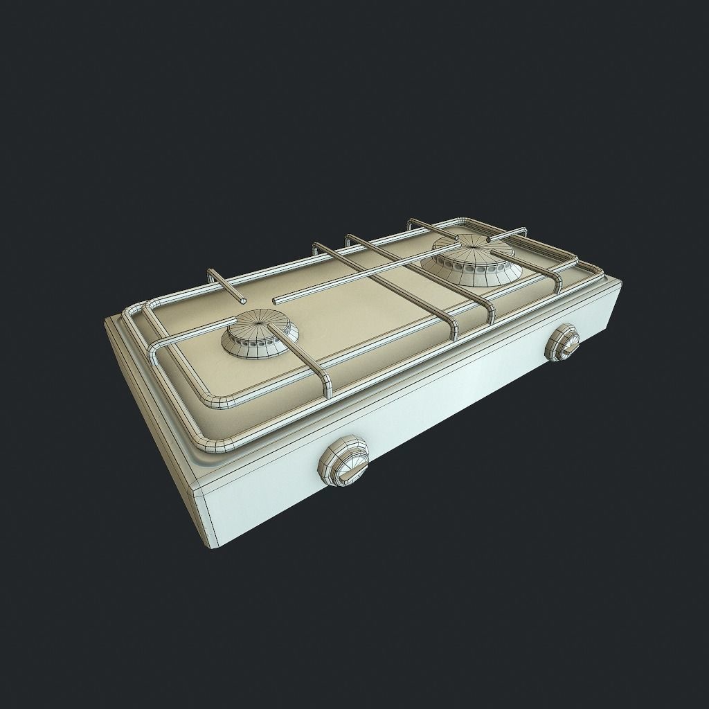 Gas Stove Low-poly 3D model_8