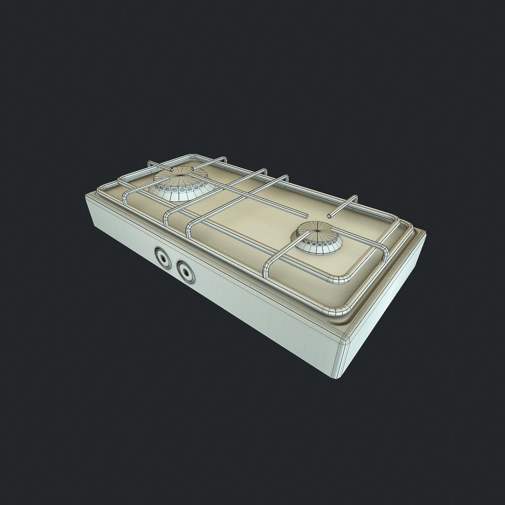 Gas Stove Low-poly 3D model_10