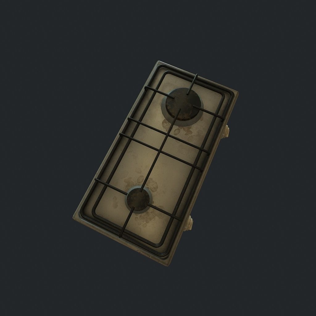 Gas Stove Low-poly 3D model_4