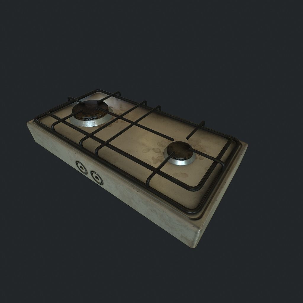Gas Stove Low-poly 3D model_3