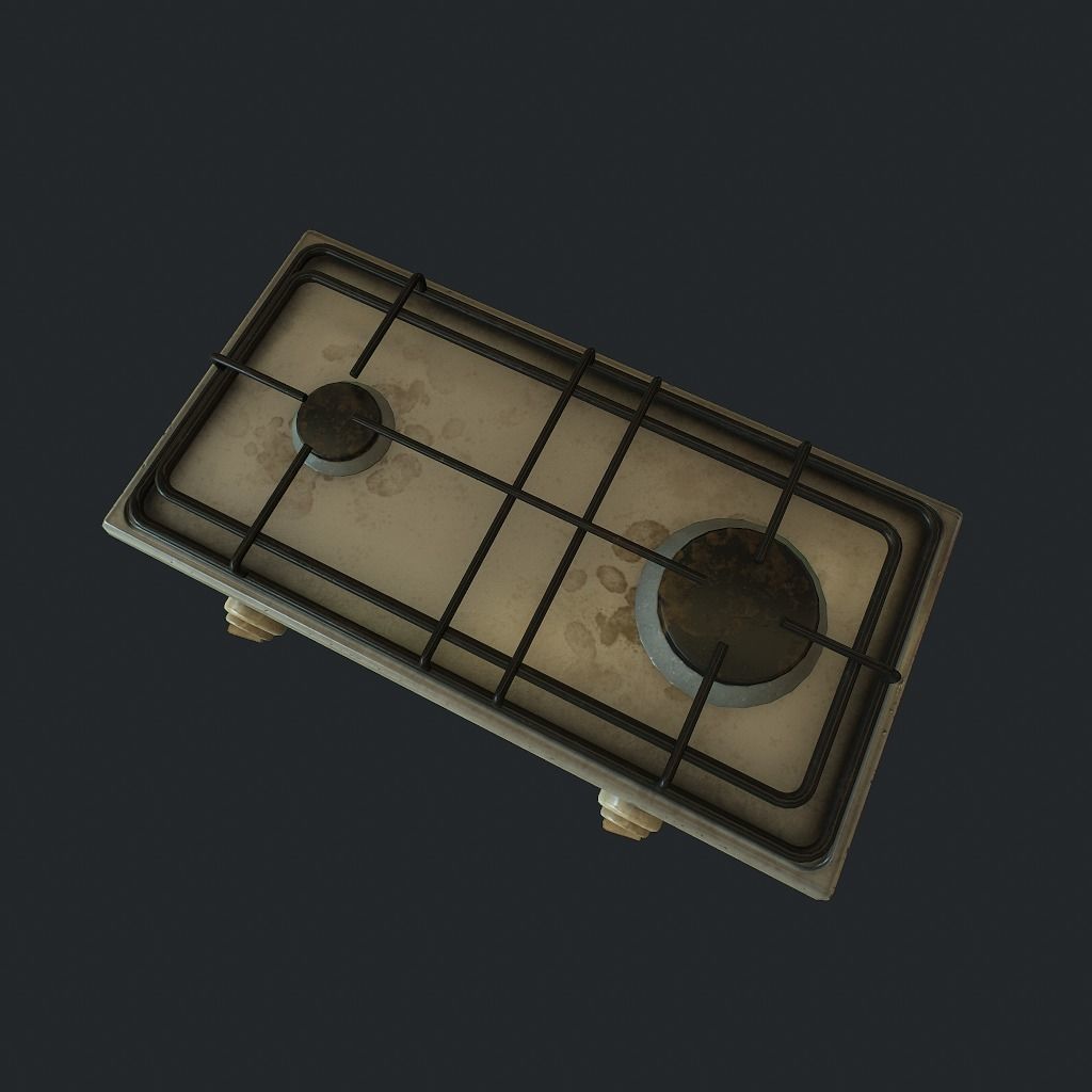 Gas Stove Low-poly 3D model_5
