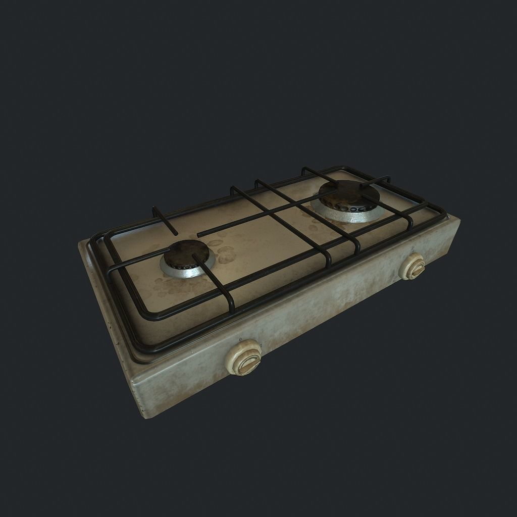 Gas Stove Low-poly 3D model_1