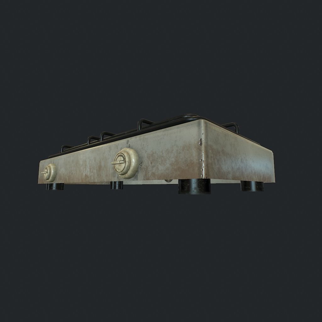 Gas Stove Low-poly 3D model_7