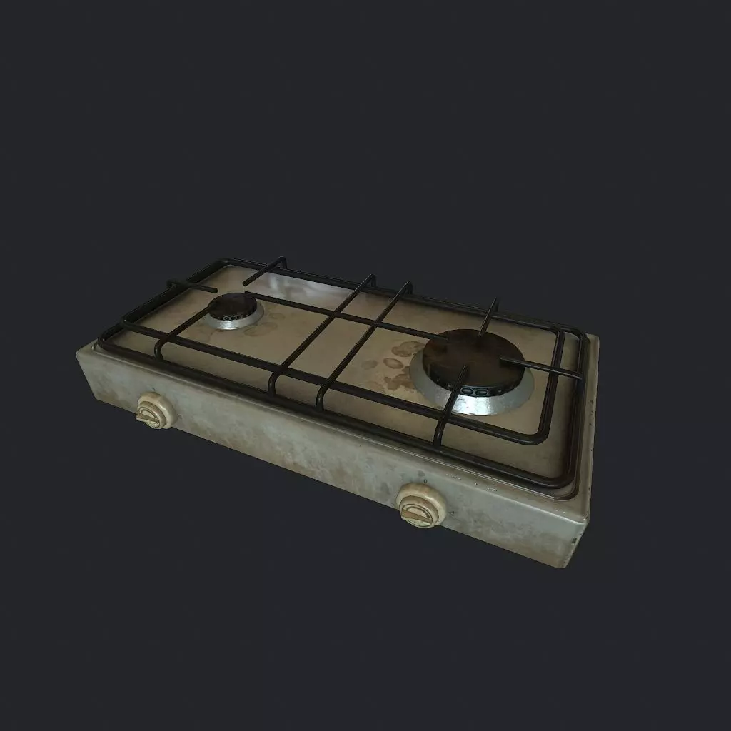 Gas Stove Low-poly 3D model_0