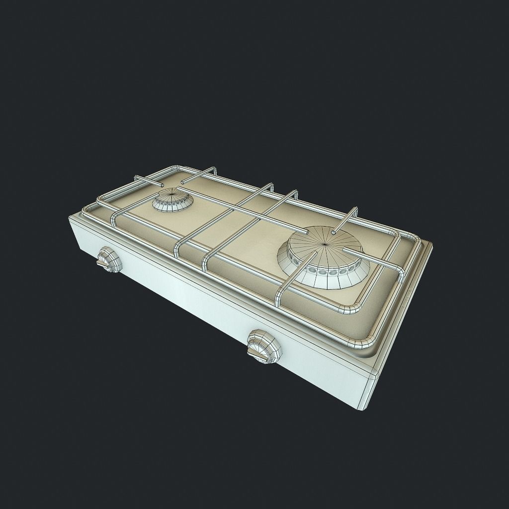 Gas Stove Low-poly 3D model_9