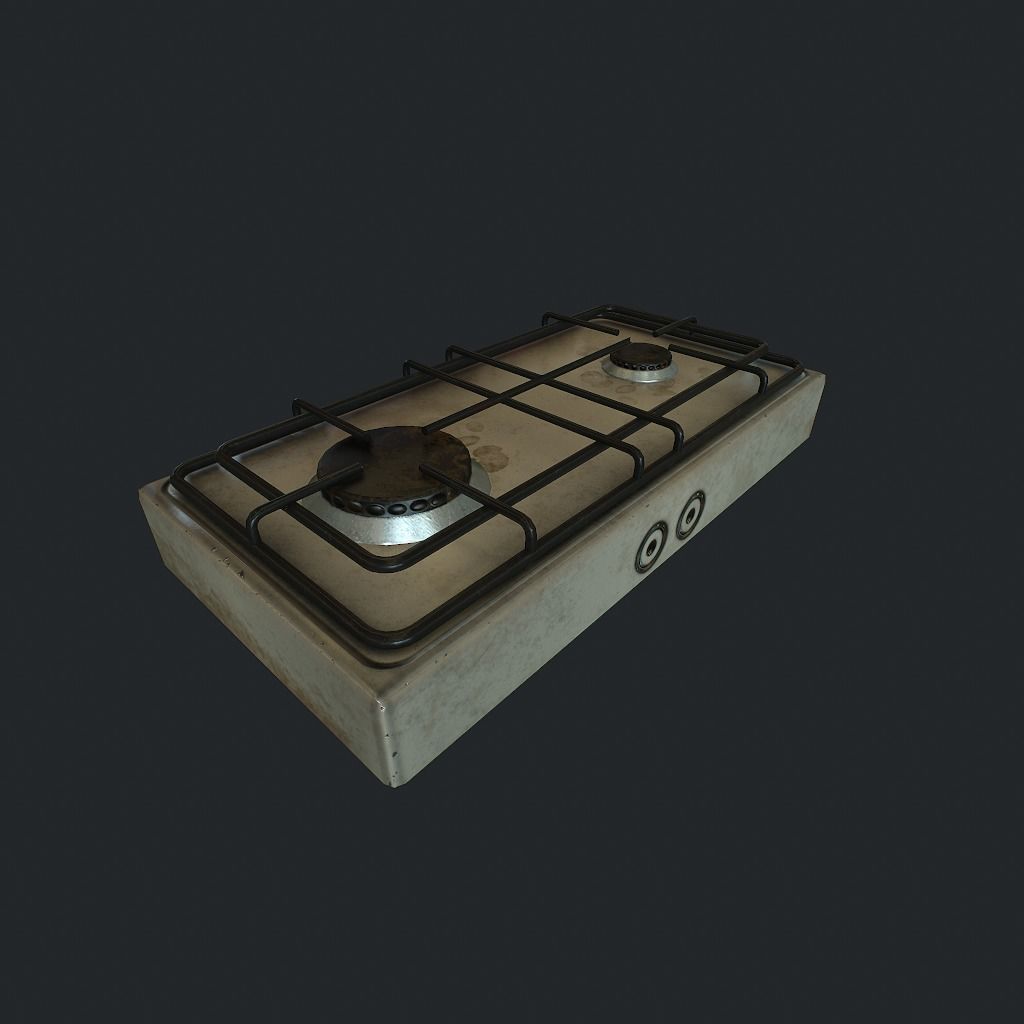 Gas Stove Low-poly 3D model_2