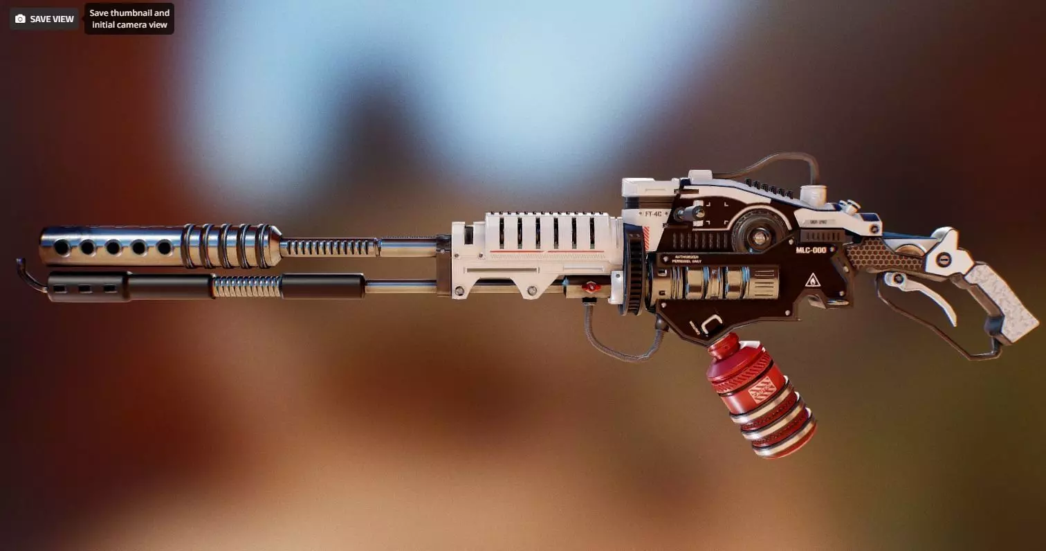 Flamethrower apocalypse weapon Low-poly 3D model_0