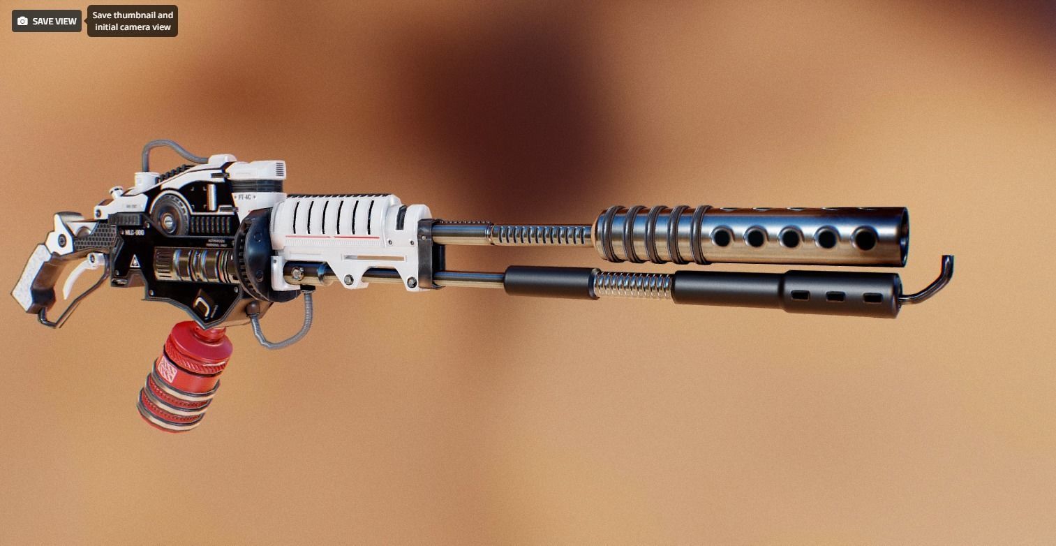 Flamethrower apocalypse weapon Low-poly 3D model_1