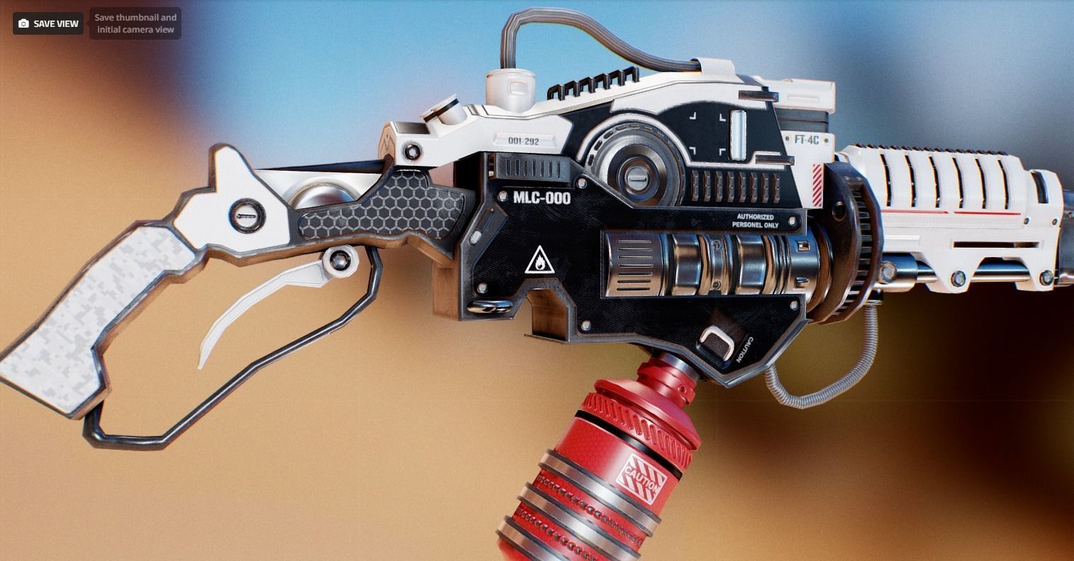 Flamethrower apocalypse weapon Low-poly 3D model_2