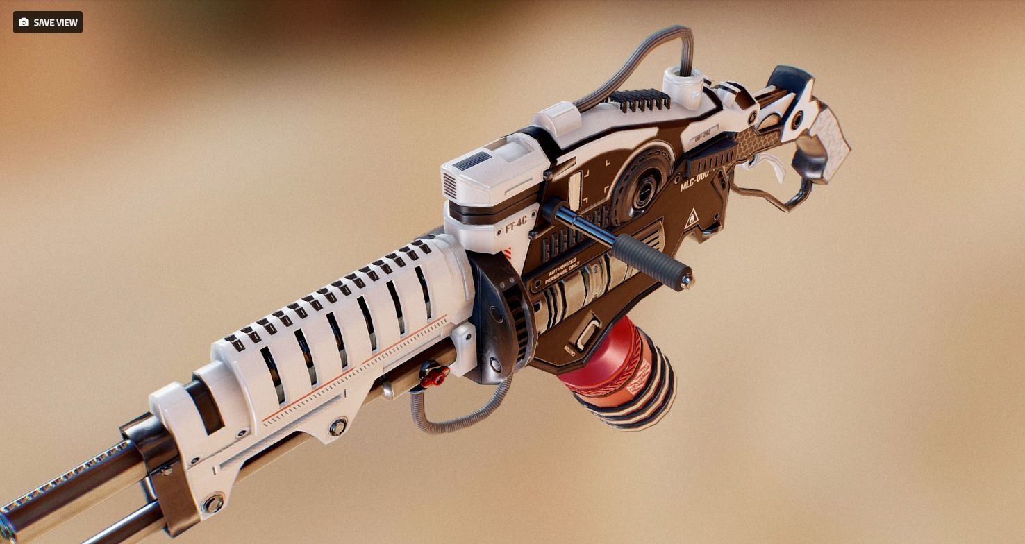 Flamethrower apocalypse weapon Low-poly 3D model_4