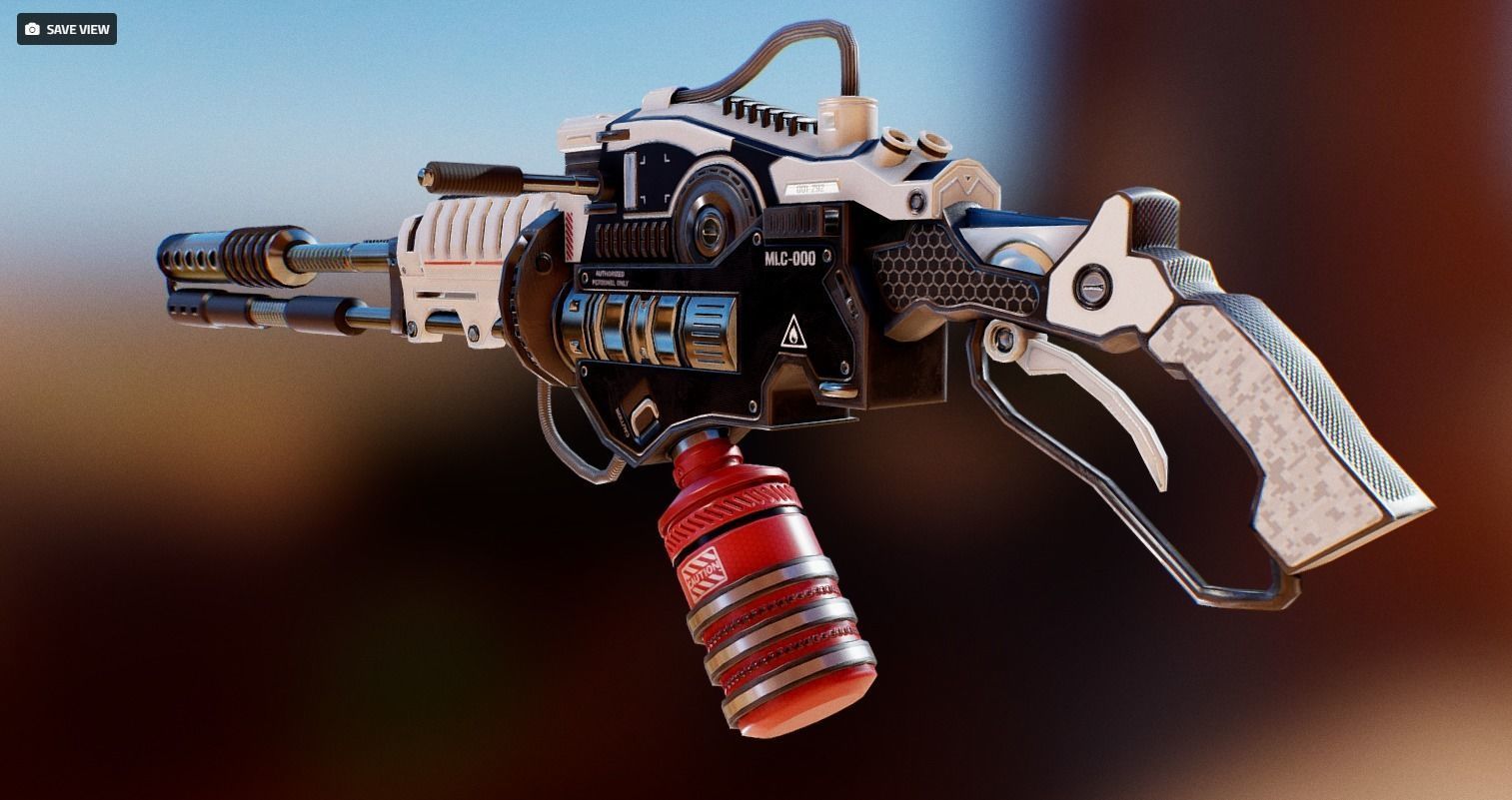 Flamethrower apocalypse weapon Low-poly 3D model_5