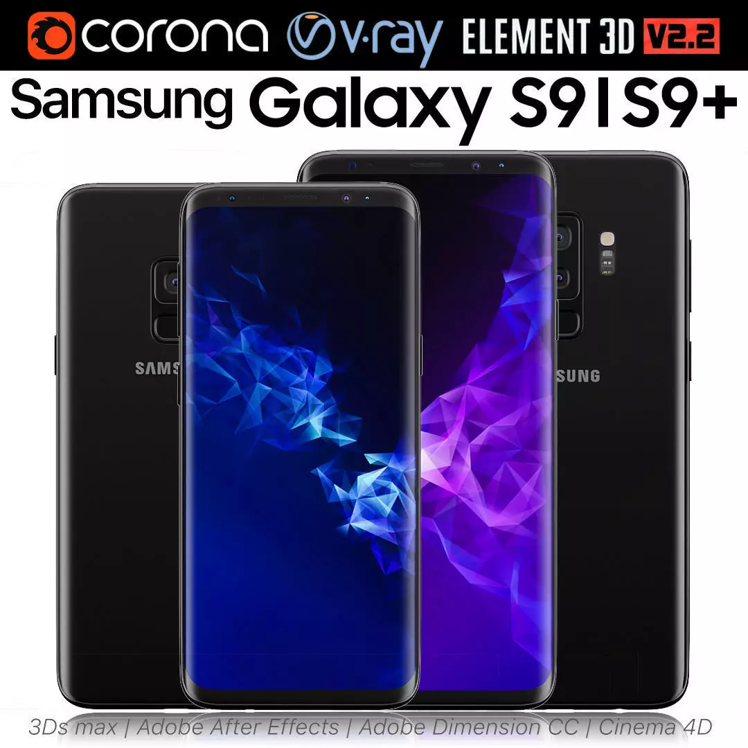 Samsung Galaxy S9 and S9 PLUS Black 3D model