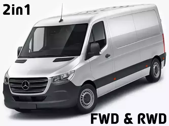 Mercedes Sprinter 2018 standard roof 3D model