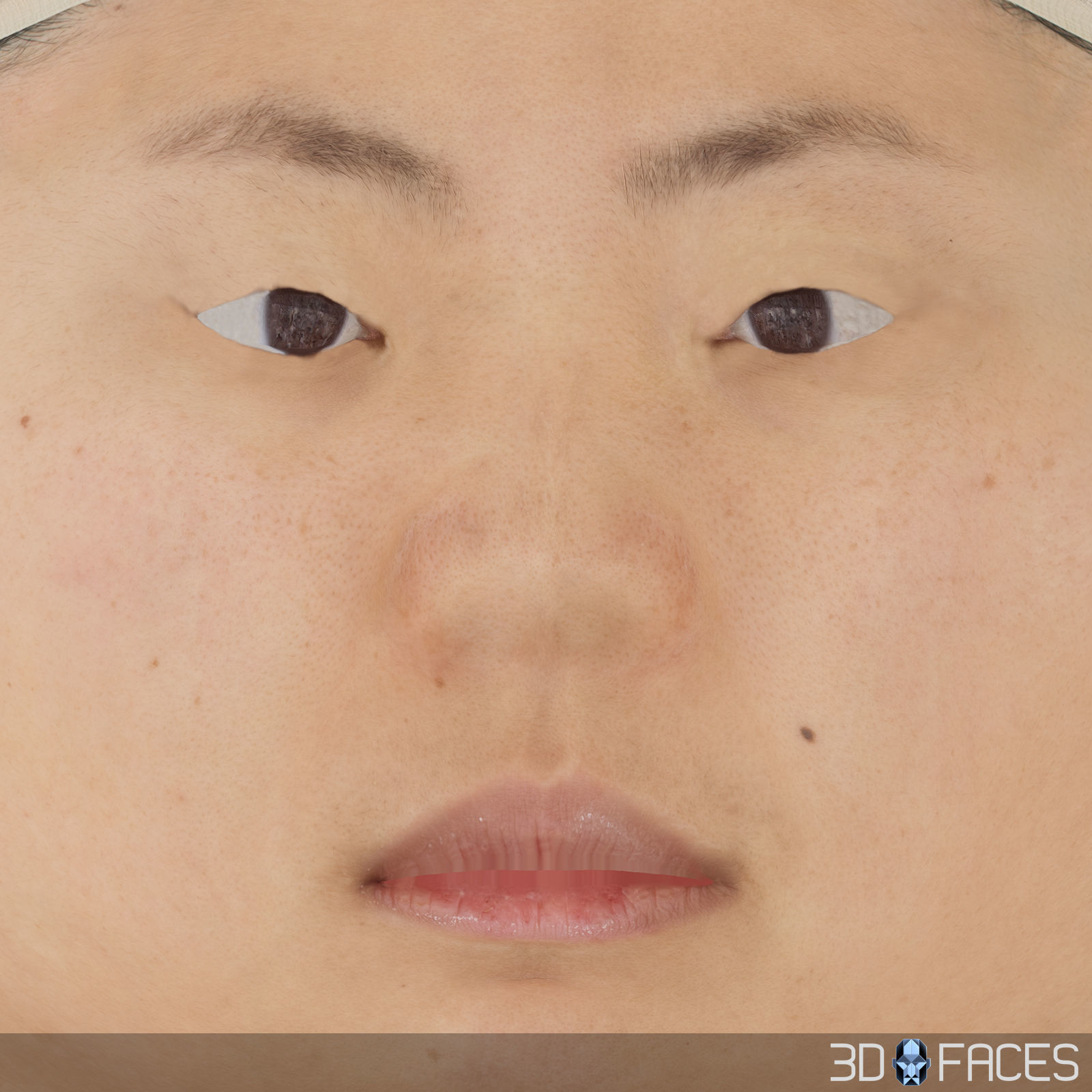 AAA Quality Asian Female Head Scan  Low-poly 3D model_4
