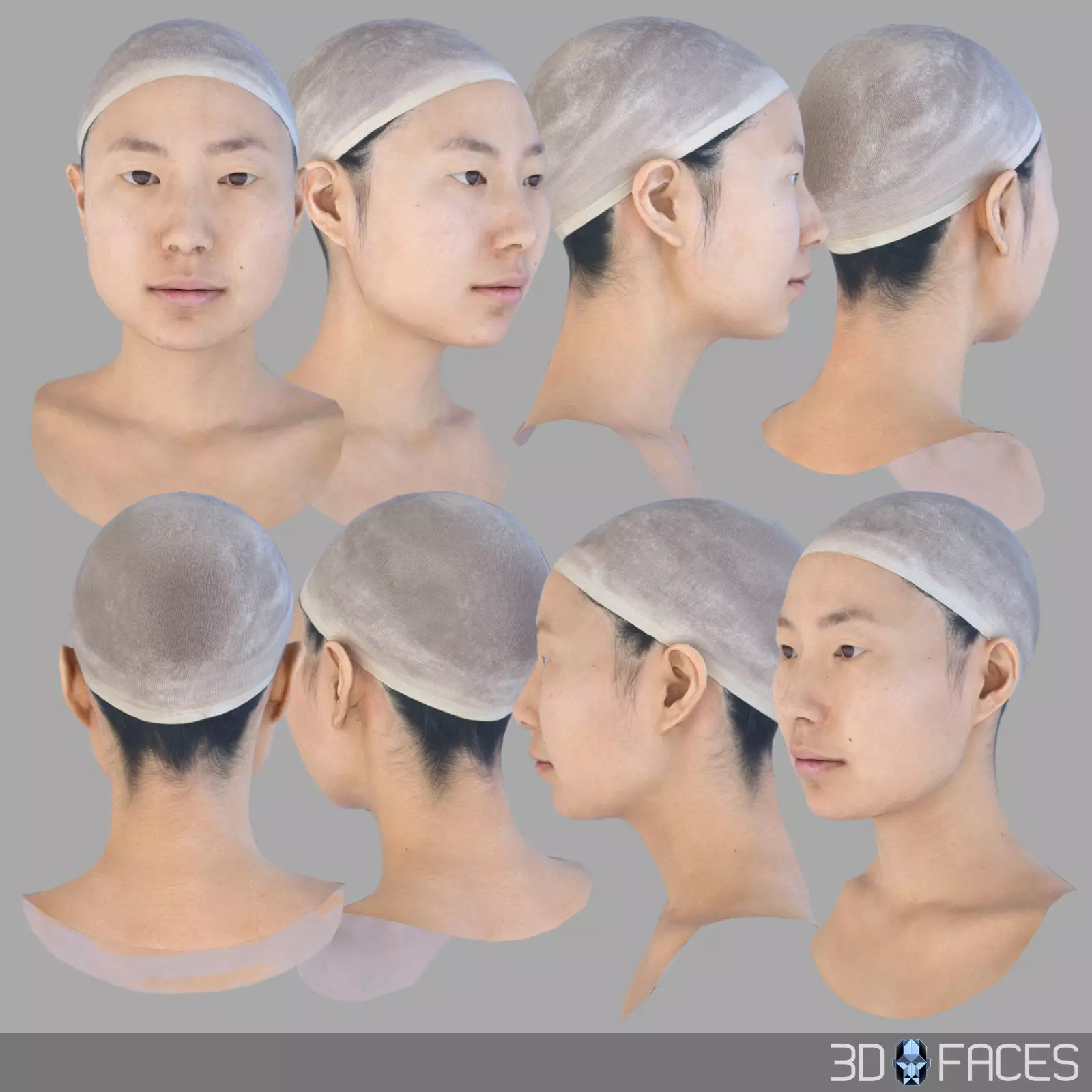 AAA Quality Asian Female Head Scan  Low-poly 3D model_0