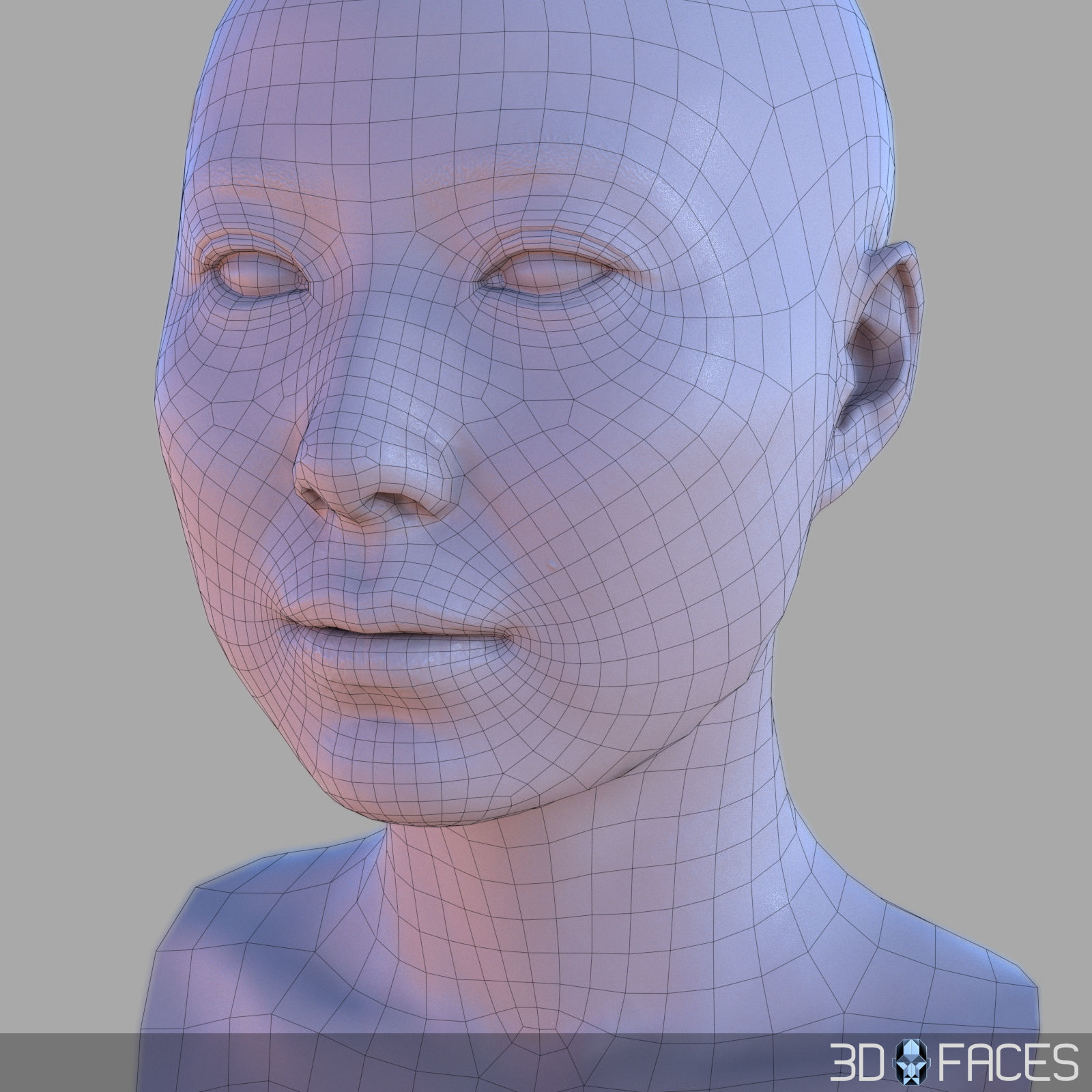 AAA Quality Asian Female Head Scan  Low-poly 3D model_3