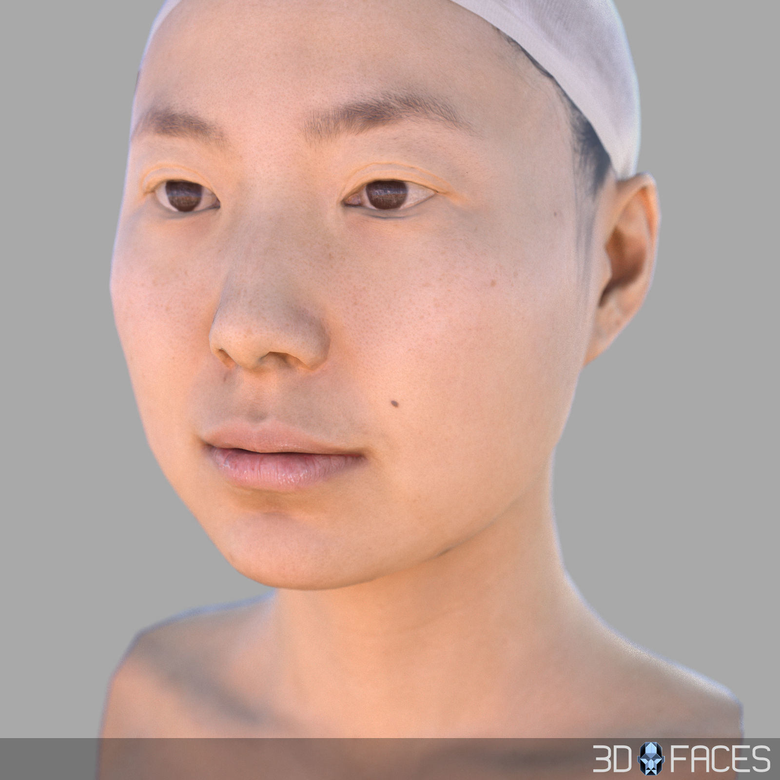 AAA Quality Asian Female Head Scan  Low-poly 3D model_1