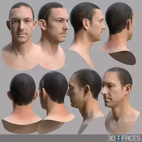 High Quality Med Polygon Male Head for Game and VR