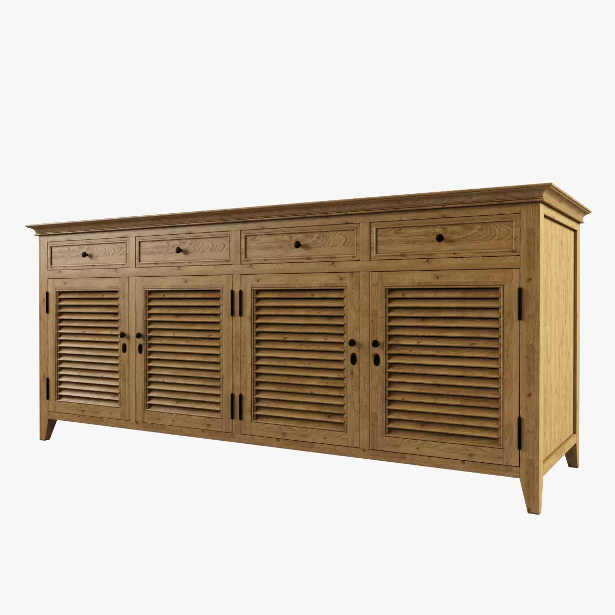 Restoration Hardware Shutter Low Cabinet  Low-poly 3D model_0
