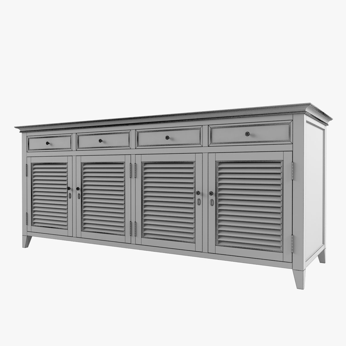 Restoration Hardware Shutter Low Cabinet  Low-poly 3D model_5