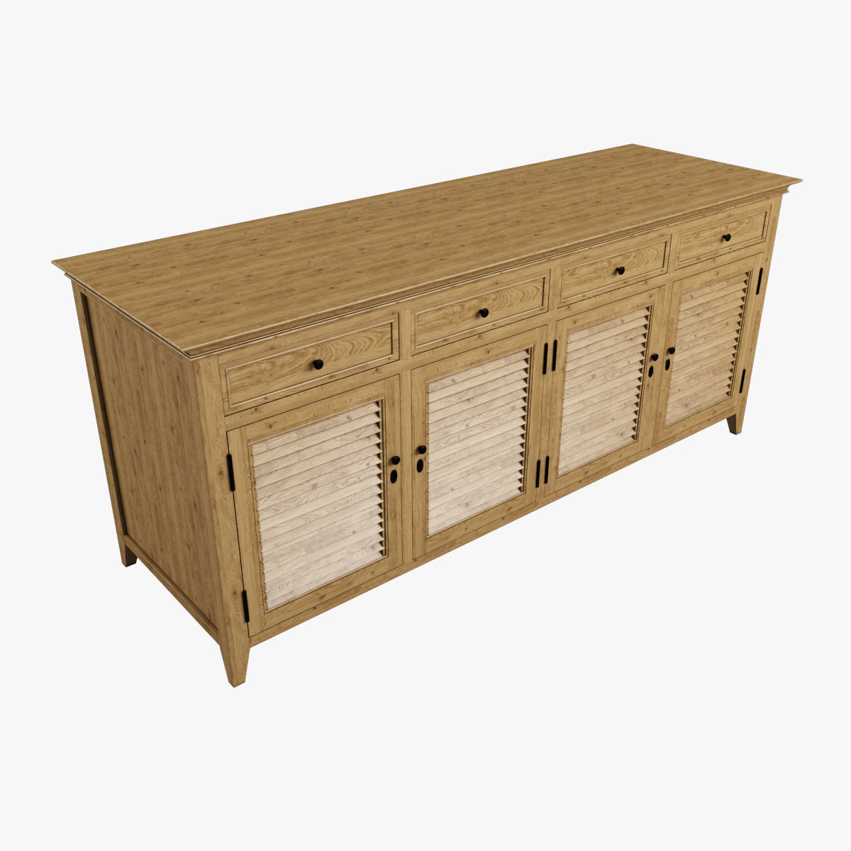 Restoration Hardware Shutter Low Cabinet  Low-poly 3D model_3
