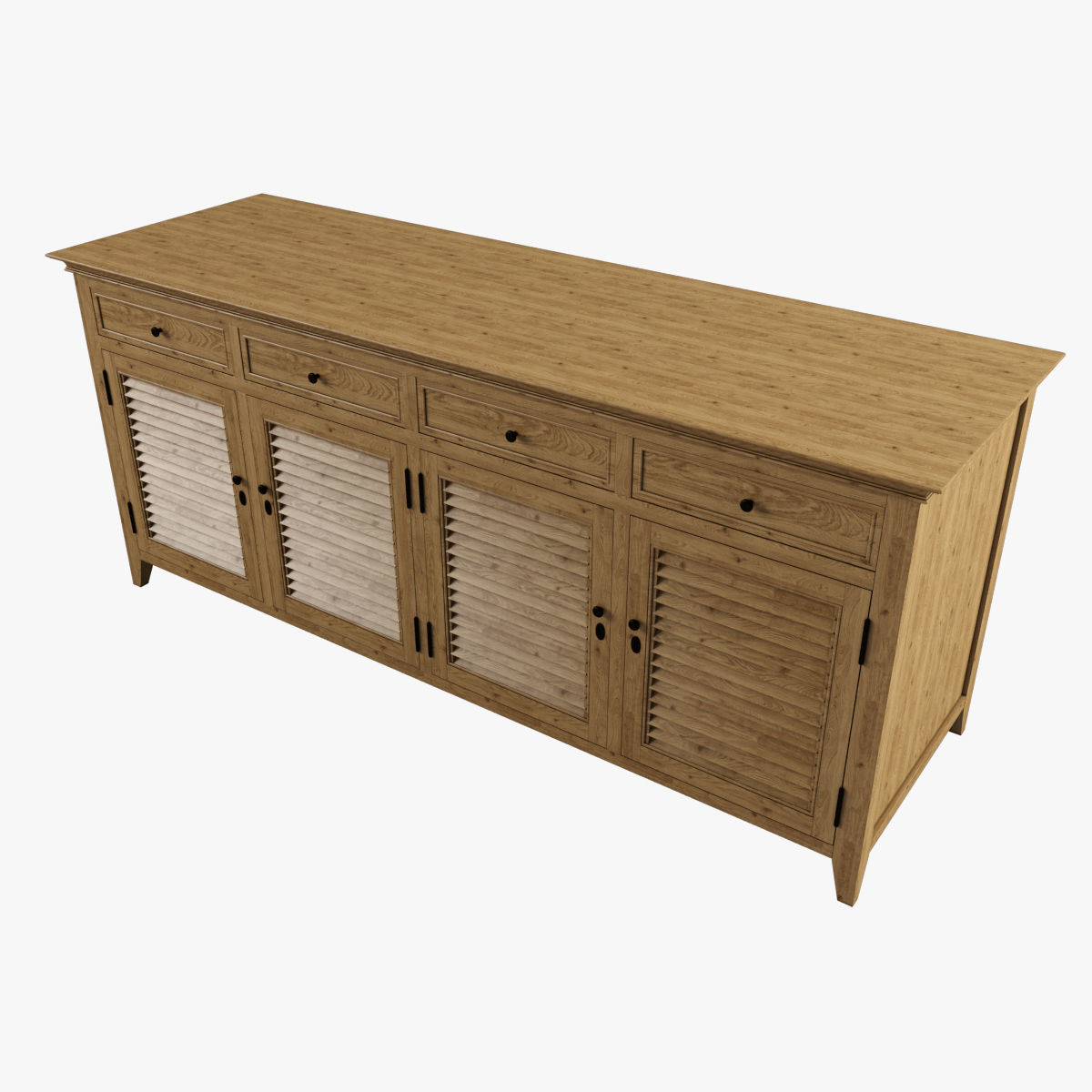 Restoration Hardware Shutter Low Cabinet  Low-poly 3D model_2