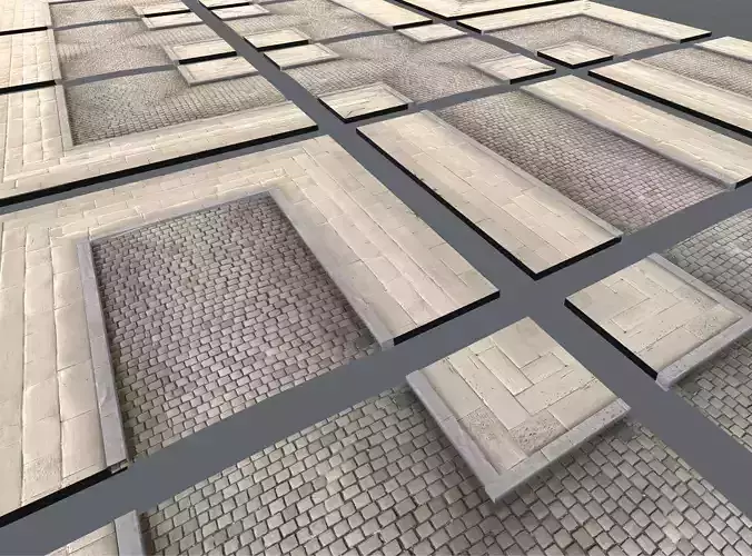 Modular Street Tile Pack Low-poly 3D model