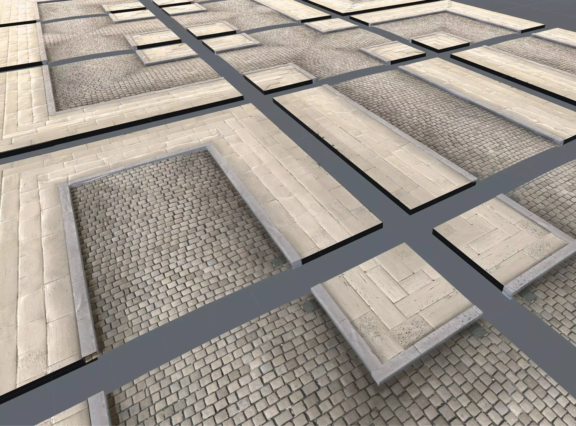 Modular Street Tile Pack Low-poly 3D model_0