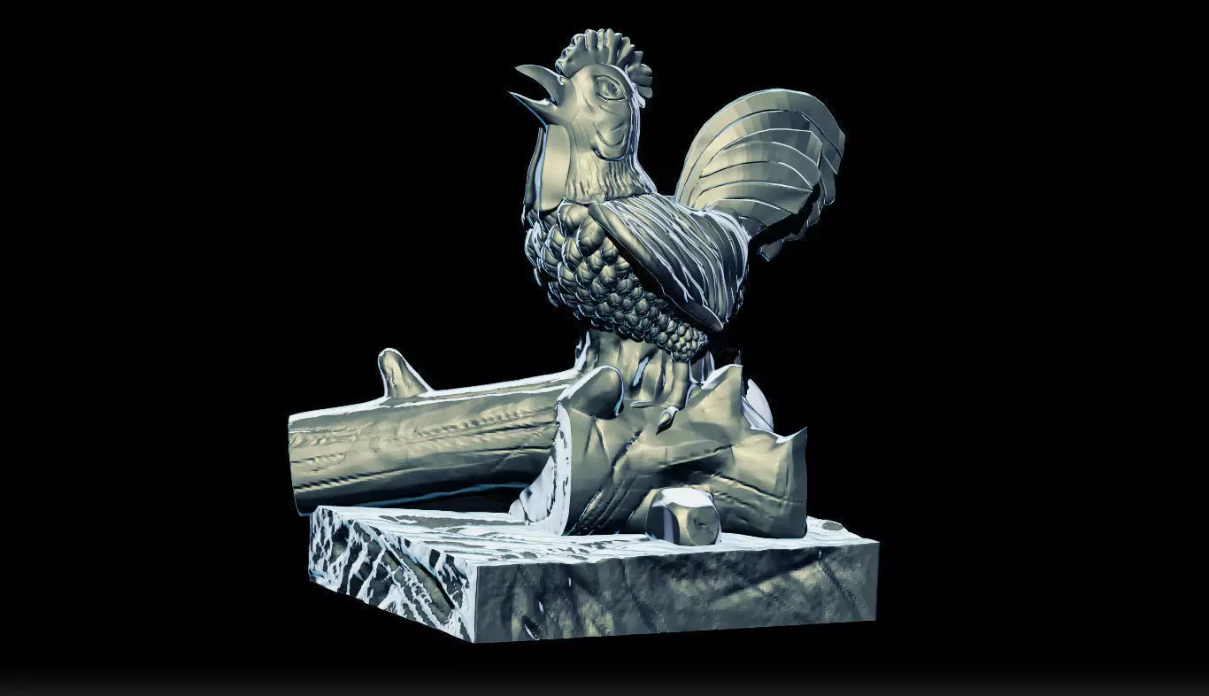 A Cock rooster statue 3D print model_0